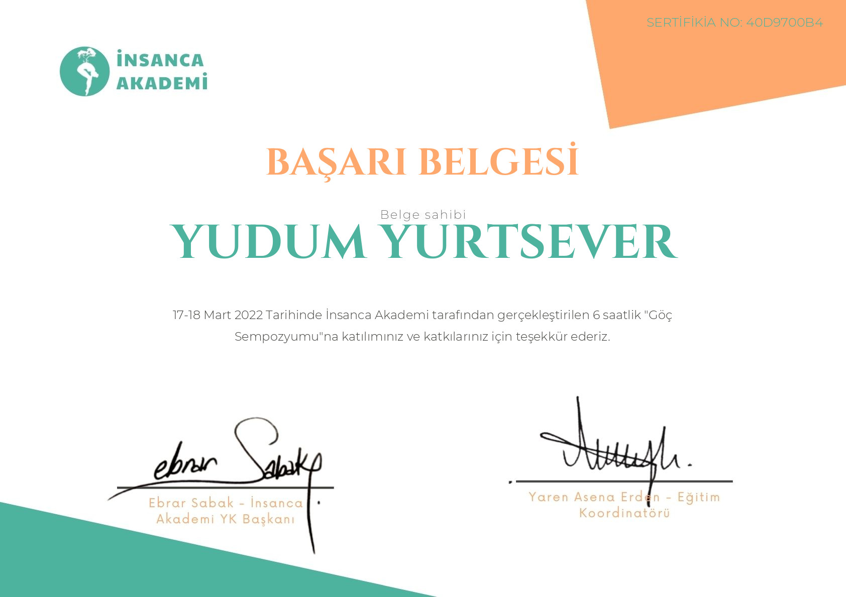 #40D9700B4 YUDUM YURTSEVER - Göç Sempozyumu