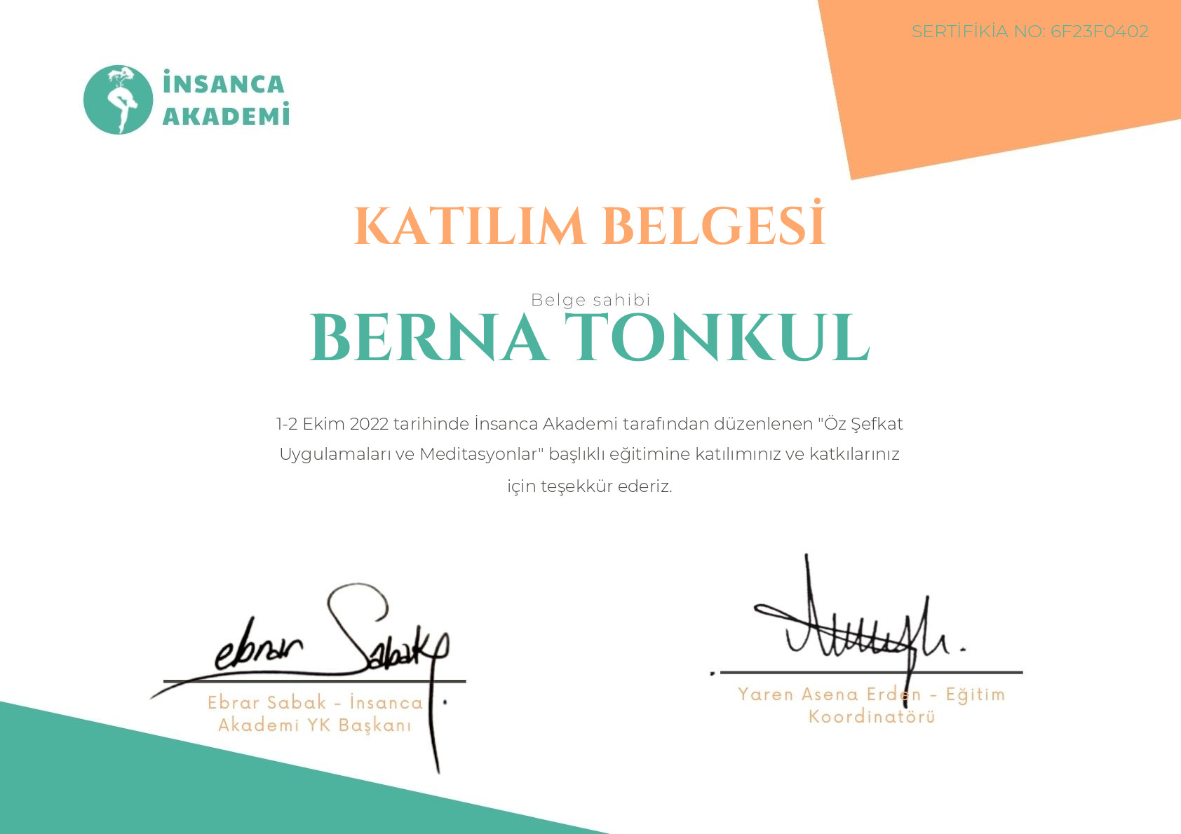 #6F23F0402 BERNA TONKUL - Öz Şefkat Atölye ve Uygulamaları