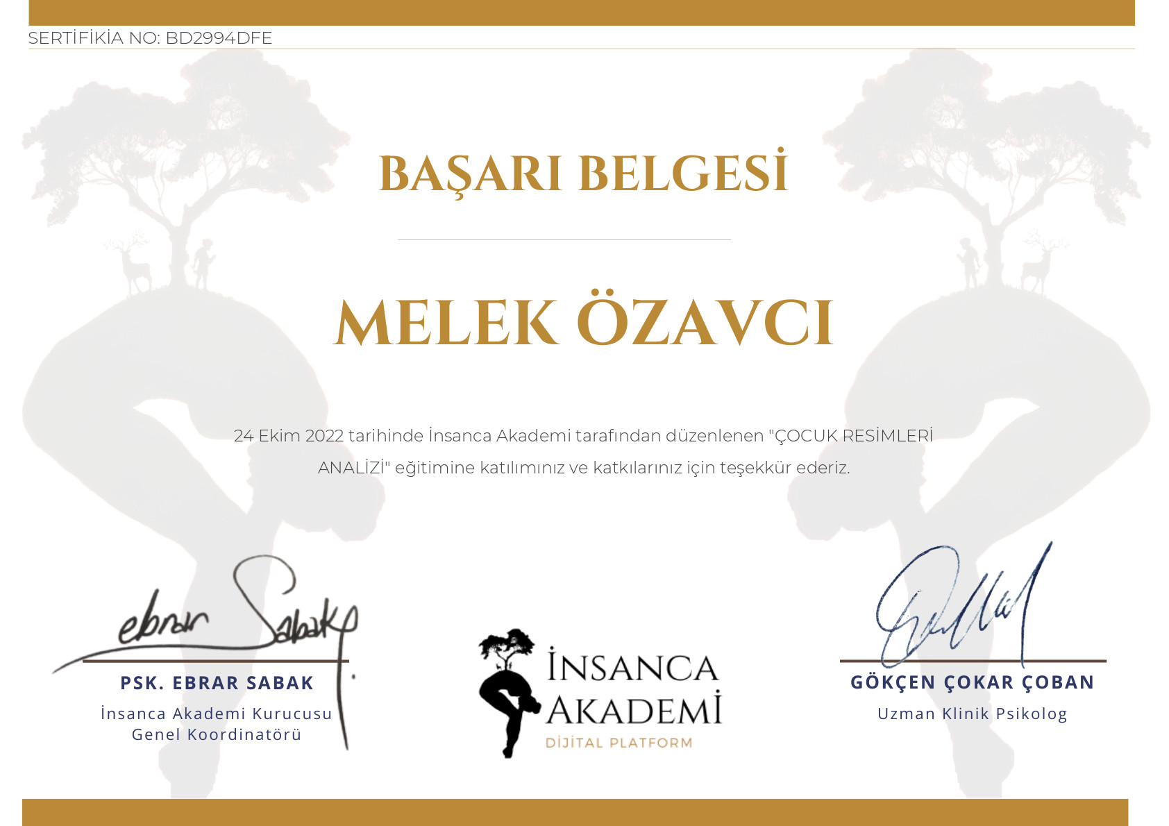 #BD2994DFE MELEK ÖZAVCI - Çocuk Resimleri Analizi